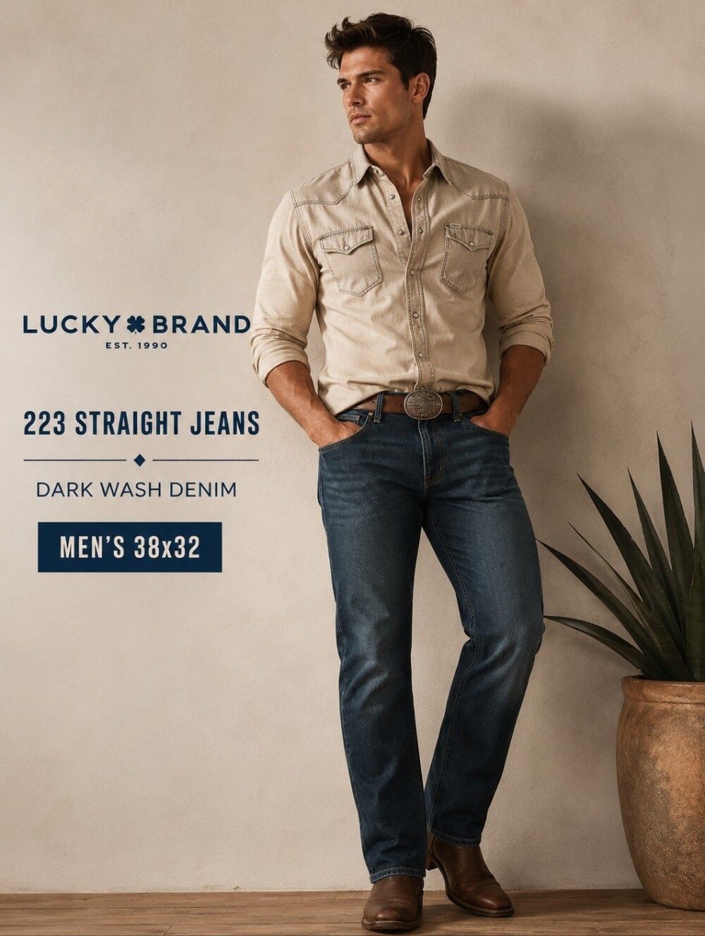 Lucky Brand 223 Straight Jeans | Dark Wash Denim | Men’s 38x32 | EUC